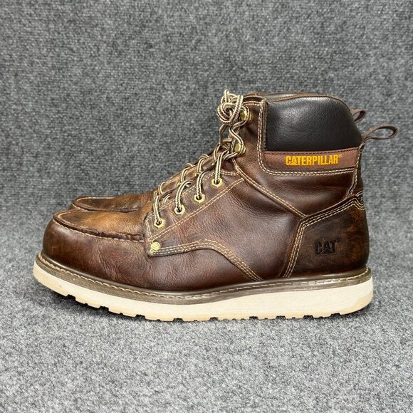 Caterpillar CAT‎ Calibrate Steel Toe Work Boots Men\'s 12 Brown Leather Moc Toe main image 7